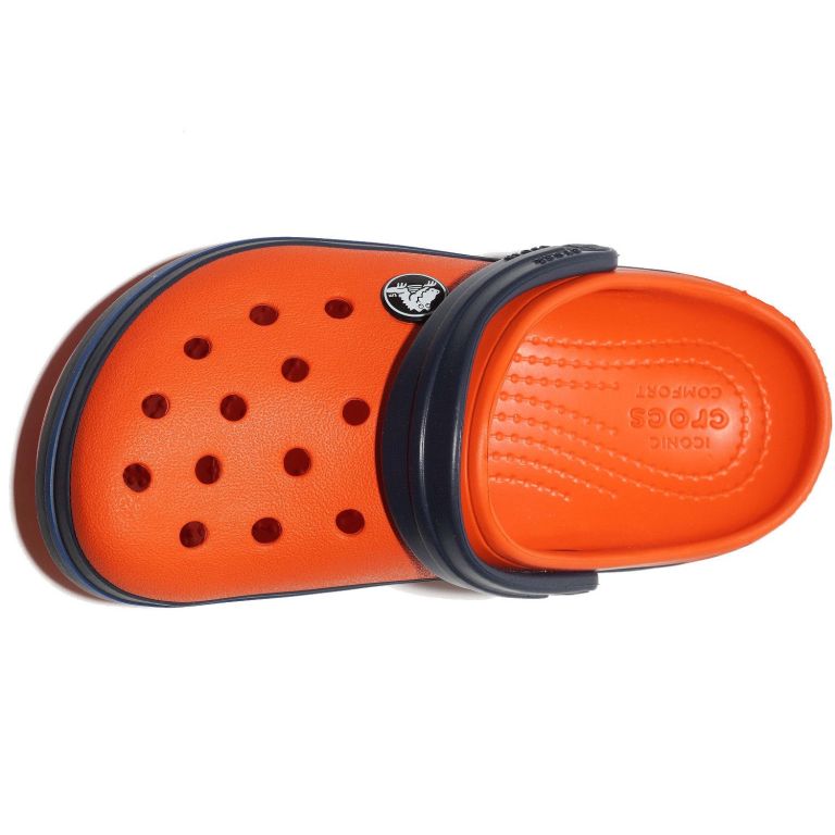 CROCS CROCBAND CLOG KIDS TANGERINE/NAVY