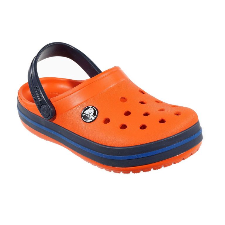CROCS CROCBAND CLOG KIDS TANGERINE/NAVY