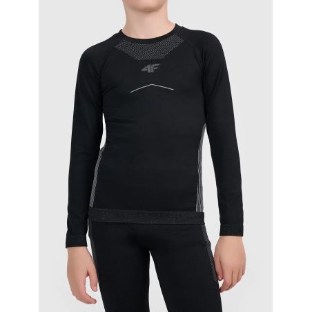4F Kids’ Seamless Thermal T-Shirt Black | TotRunning