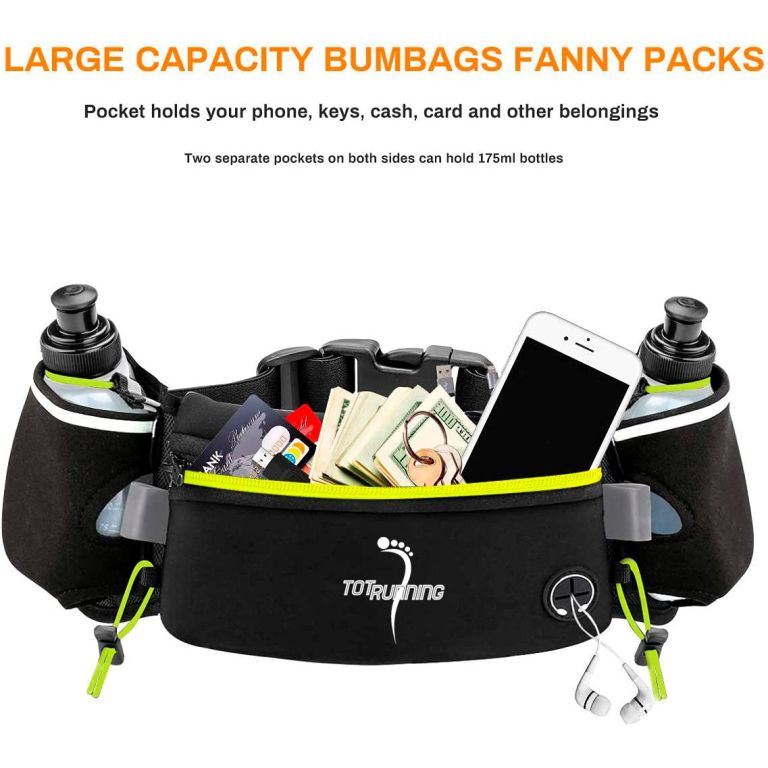 TOTRUNNING Running Belt with Hydration Bottles and Sports Waist Pack