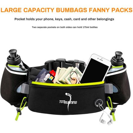 TOTRUNNING Running Belt with Hydration Bottles and Sports Waist Pack