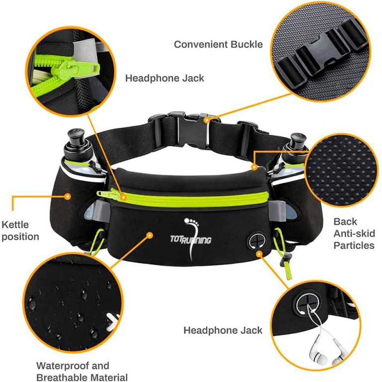 TOTRUNNING Running Belt with Hydration Bottles and Sports Waist Pack