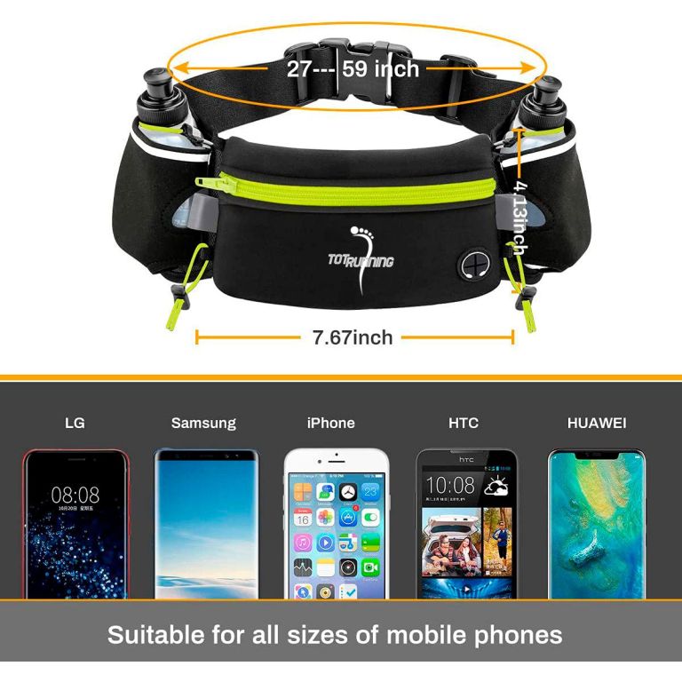 TOTRUNNING Running Belt with Hydration Bottles and Sports Waist Pack