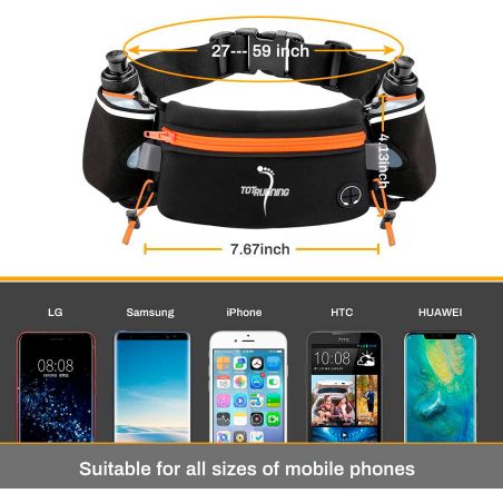 TOTRUNNING Running Belt with Hydration Bottles and Sports Waist Pack
