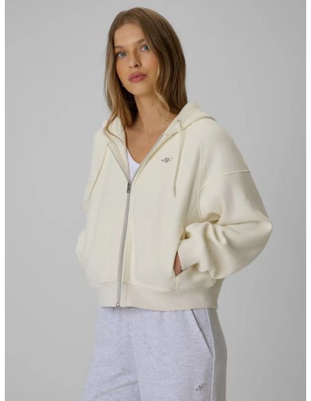 4F Sudadera Capucha Blanco Roto | Mujer | TotRunning