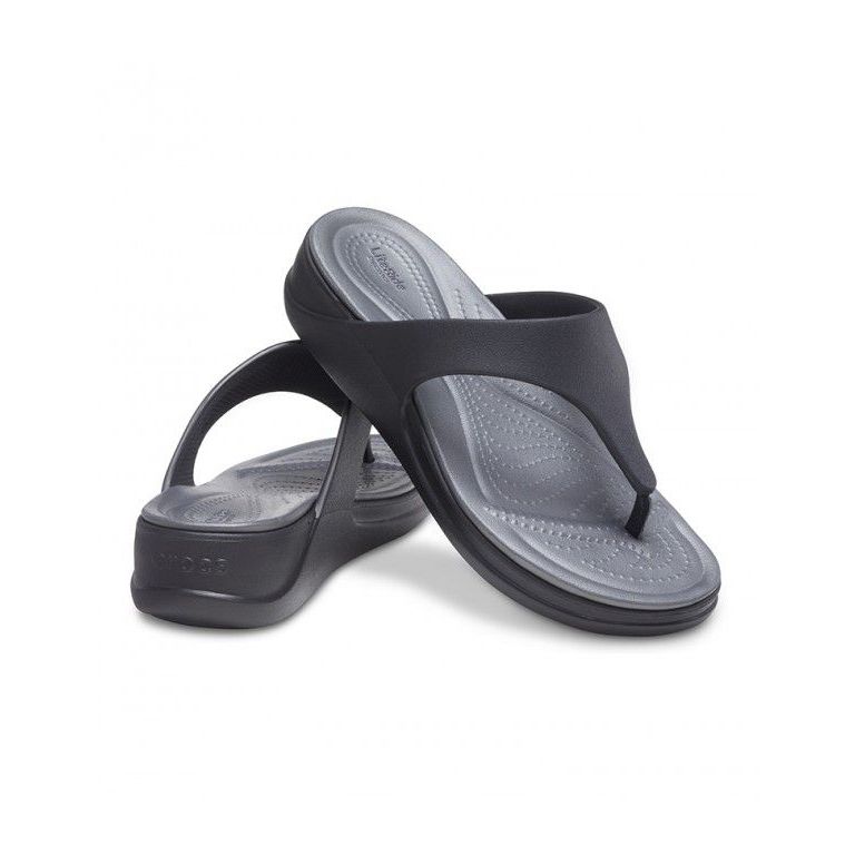 CROCS BOCA WEDGE FLIP WOMEN BLACK